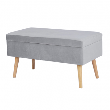 Банкетка Сторми с ящиком, велюр серый
