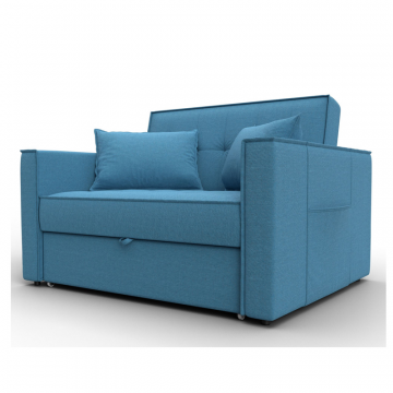 Диван прямой Лига-104 (140), Амур 10 голубой, Рогожка