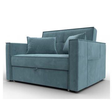 Диван прямой Лига-104 (140), SEVEN 113 бирюзовый, Велюр