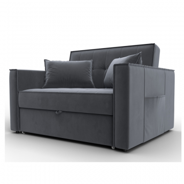 Диван прямой Лига-104 (140), SEVEN 17 серый, Велюр