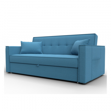 Диван прямой Лига-104 (160), Амур 10 голубой, Рогожка