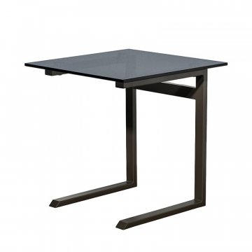 57EL-11011 Стол журнальный приставной серый, стекло тонированное