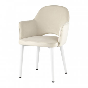 Стул Венера велюр кремовый ножки белые