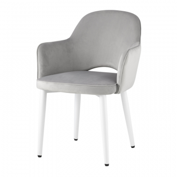 Стул Венера велюр серый ножки белые