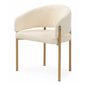 Стул на металлокаркасе Janin букле белый / цвет дерево