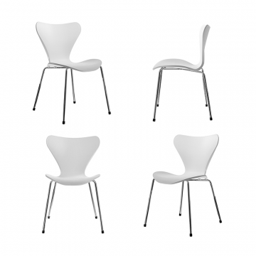 Комплект из 4-х стульев Seven Style белый с хромированными ножками