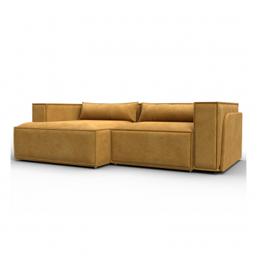 Диван угловой Лига-061 угол левый, BRUT 10 желтый, Велюр