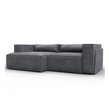 Диван угловой Лига-061 угол левый, BRUT 16 темно-серый, Велюр