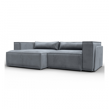 Диван угловой Лига-061 угол левый, TOWER 10 серый, Велюр