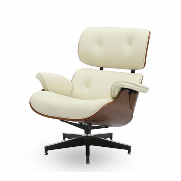 Комплект кресло и оттоманка Eames Lounge, кремовый/орех