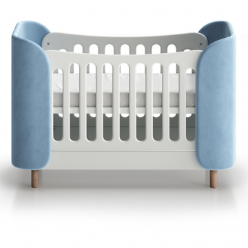 Кроватка KIDI Soft mini cпальное место 60*120 см (голубой)