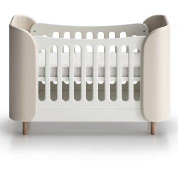 Кроватка KIDI Soft mini cпальное место 60*120 см (молочный, экокожа)