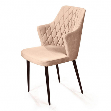 Стул с подлокотниками Hunt ромб, бархат бежевый 5 / чёрный конус