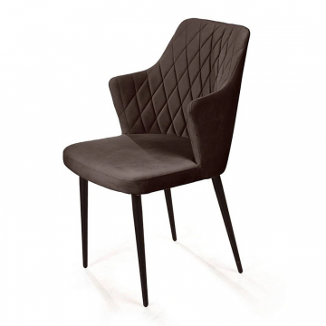 Стул с подлокотниками Hunt ромб, бархат антрацит 14 / чёрный конус