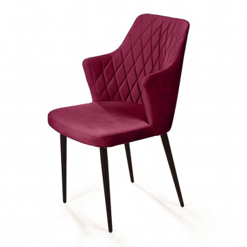 Стул с подлокотниками Hunt ромб, бархат красный 16 / чёрный конус