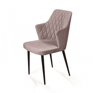 Стул с подлокотниками Hunt ромб, бархат пепельно-бежевый 25 / чёрный конус