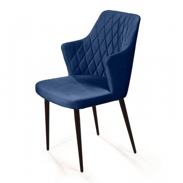 Стул с подлокотниками Hunt ромб, бархат синий 29 / чёрный конус