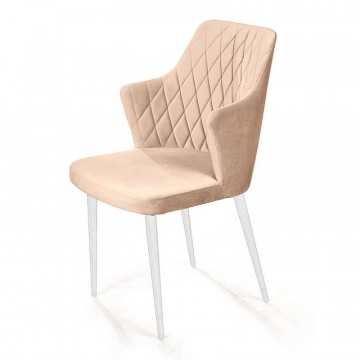 Стул с подлокотниками Hunt ромб, бархат бежевый 5 / белый конус