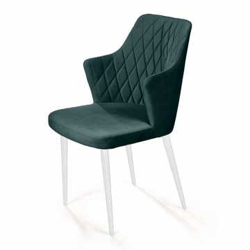Стул с подлокотниками Hunt ромб, бархат зеленый 19 / белый конус