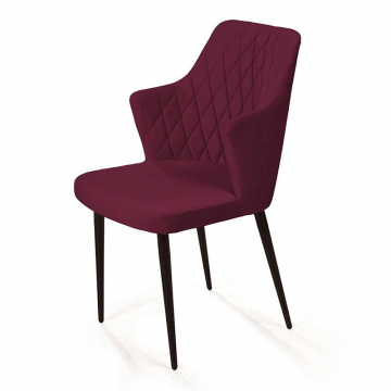 Стул с подлокотниками Hunt ромб, бархат красный 16 new / чёрный конус
