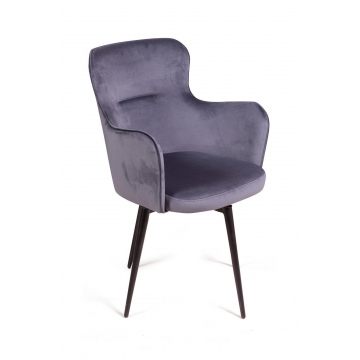 Стул c подлокотниками King, поворотный на 360 градусов, бархат серый 27