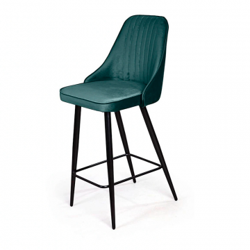 Стул полубарный Berg, бархат зеленый 19/ чёрный конус