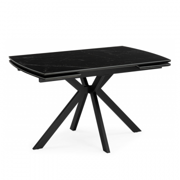 Керамический стол Катчел-2 120(180)x80 matte черный мрамор / черный