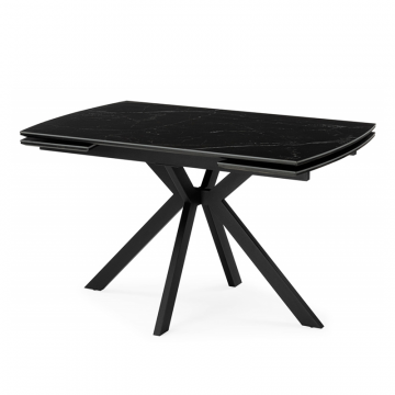 Керамический стол Катчел-2 120(180)x80 matte черный мрамор / черный