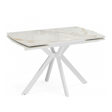 Керамический стол Катчел-2 120(180)x80 calacatta gold / белый
