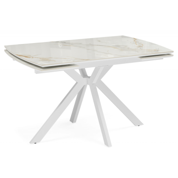 Керамический стол Катчел-2 120(180)x80 calacatta gold / белый
