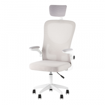 Кресло офисное TopChairs Core серый с подголовником пластик белый