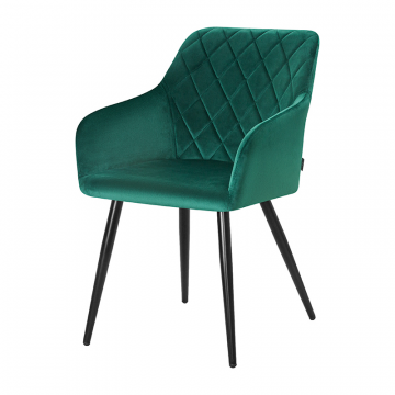Стул обеденный DOBRIN ROBERT, черные матовые ножки, велюр V108-64 Зелёный