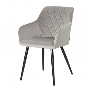 Стул обеденный DOBRIN ROBERT, черные матовые ножки, велюр V108-81 Серый