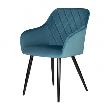 Стул обеденный DOBRIN ROBERT, черные матовые ножки, велюр V108-108 Морская волна
