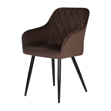 Стул обеденный DOBRIN ROBERT, черные матовые ножки, велюр V108-76 Горький шоколад