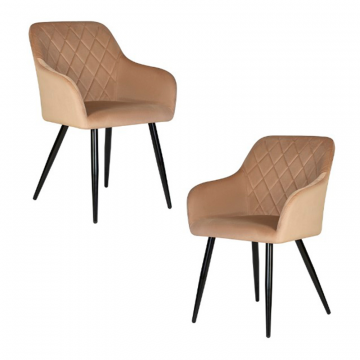 Набор 2 шт Стул обеденный DOBRIN ROBERT, черные матовые ножки, велюр V108-104 Мокко