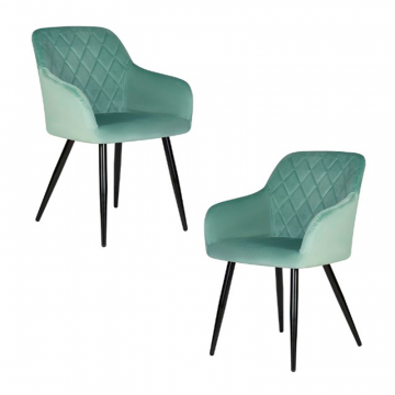 Набор 2 шт Стул обеденный DOBRIN ROBERT, черные матовые ножки, велюр V108-118 Мятный