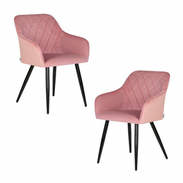 Набор 2 шт Стул обеденный DOBRIN ROBERT, черные матовые ножки, велюр V108-15 Розовый