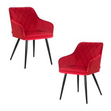 Набор 2 шт Стул обеденный DOBRIN ROBERT, черные матовые ножки, велюр V108-37 Бордовый