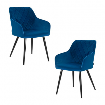 Набор 2 шт Стул обеденный DOBRIN ROBERT, черные матовые ножки, велюр V108-67 Тёмно-синий