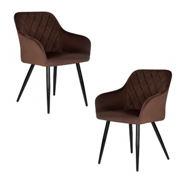 Набор 2 шт Стул обеденный DOBRIN ROBERT, черные матовые ножки, велюр V108-76 Горький шоколад