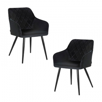 Набор 2 шт Стул обеденный DOBRIN ROBERT, черные матовые ножки, велюр V108-77 Чёрный