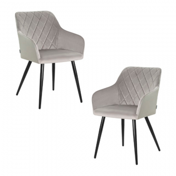 Набор 2 шт Стул обеденный DOBRIN ROBERT, черные матовые ножки, велюр V108-81 Серый