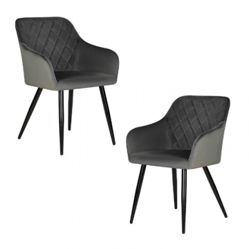 Набор 2 шт Стул обеденный DOBRIN ROBERT, черные матовые ножки, велюр V108-92 Антрацит