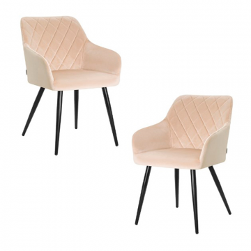Набор 2 шт Стул обеденный DOBRIN ROBERT, черные матовые ножки, велюр V108-98 Бежевый