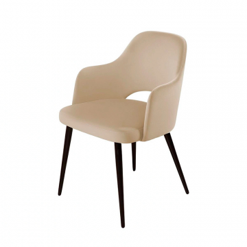 Стул William с подлокотниками, бархат бежевый 5/ черный конус