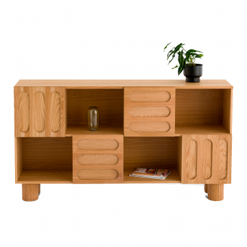 Низкий книжный шкаф из шпона дуба длина 165 см Cannelo