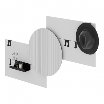 Вешалка Stripe M горизонтальная с зеркалом D 60 см (белый)