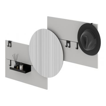 Вешалка Stripe M горизонтальная с зеркалом D 60 см (светло-серый)