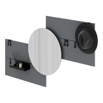 Вешалка Stripe M горизонтальная с зеркалом D 60 см (серый)